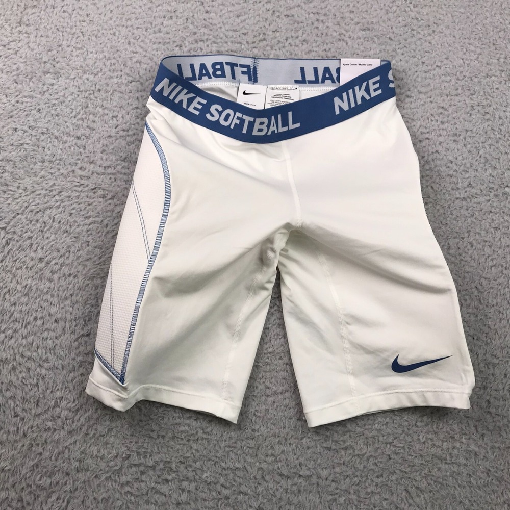 Nike Softball Slider‎ Shorts Girls XL Tight Fit White/Blue NEW NWT